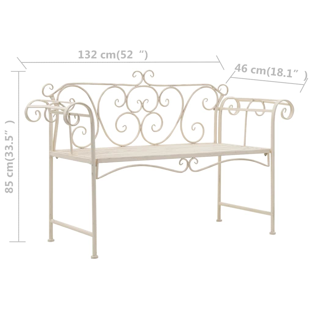 45430 vidaXL Garden Bench 132 cm Metal Antique White