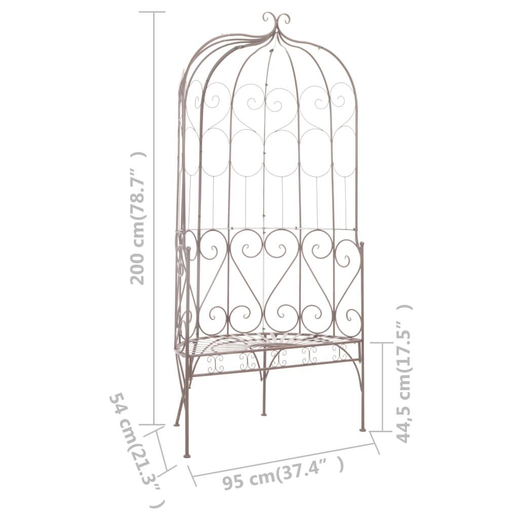 vidaXL Garden Bench | Antique Brown | Wrought iron | 95 cm | Tough