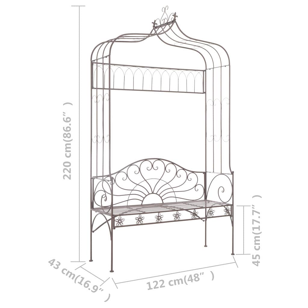 45435 vidaXL Garden Bench 122 cm Iron Antique Brown