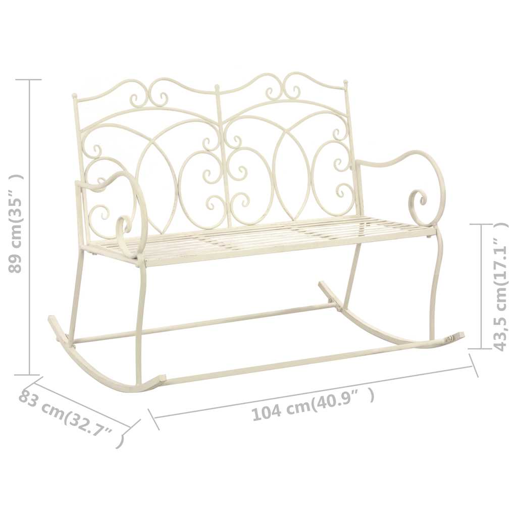 45436 vidaXL Garden Bench 104 cm Iron Antique White