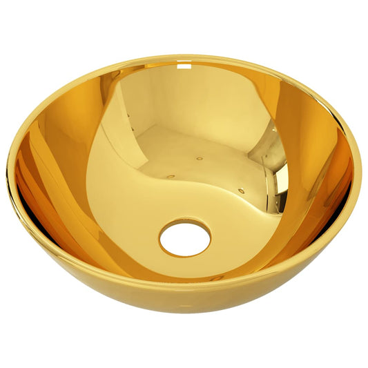 143490 vidaXL Wash Basin 28x10 cm Ceramic Gold