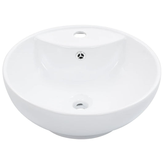 143903 vidaXL Wash Basin with Overflow 46,5x18 cm Ceramic White