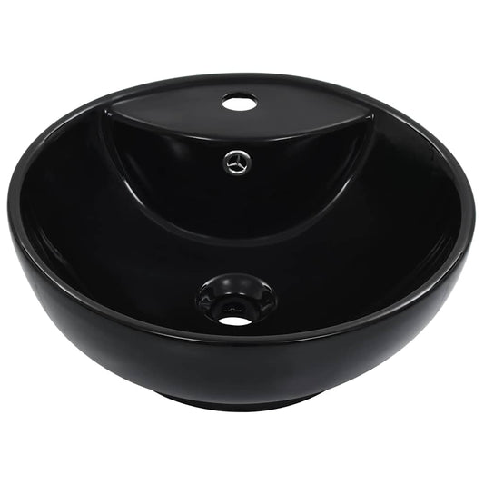 143904 vidaXL Wash Basin with Overflow 46,5x18 cm Ceramic Black
