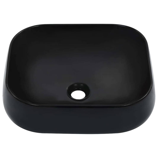 143906 vidaXL Wash Basin 44,5x39,5x14,5 cm Ceramic Black
