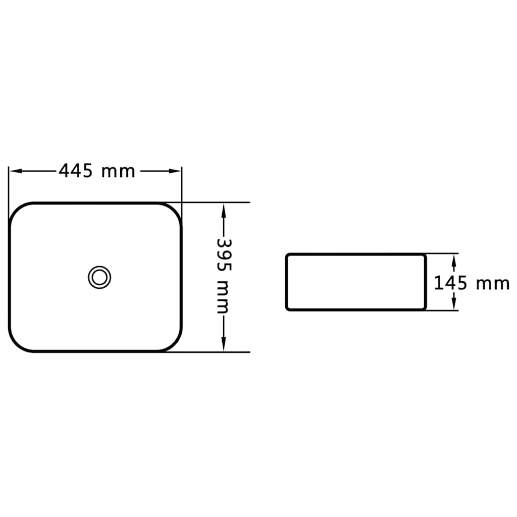 143906 vidaXL Wash Basin 44,5x39,5x14,5 cm Ceramic Black