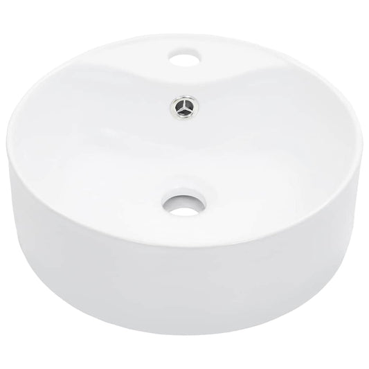 143911 vidaXL Wash Basin with Overflow 36x13 cm Ceramic White