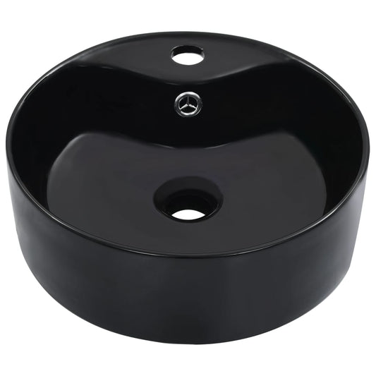 143912 vidaXL Wash Basin with Overflow 36x13 cm Ceramic Black