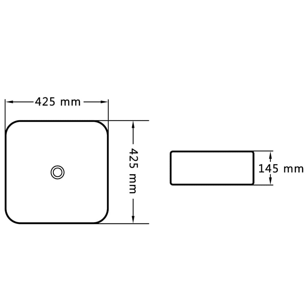 143918 vidaXL Wash Basin 42,5x42,5x14,5 cm Ceramic Black
