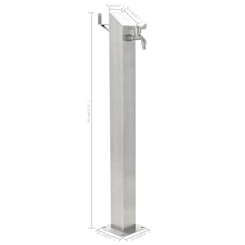45453 vidaXL Garden Water Column Stainless Steel Square 95 cm