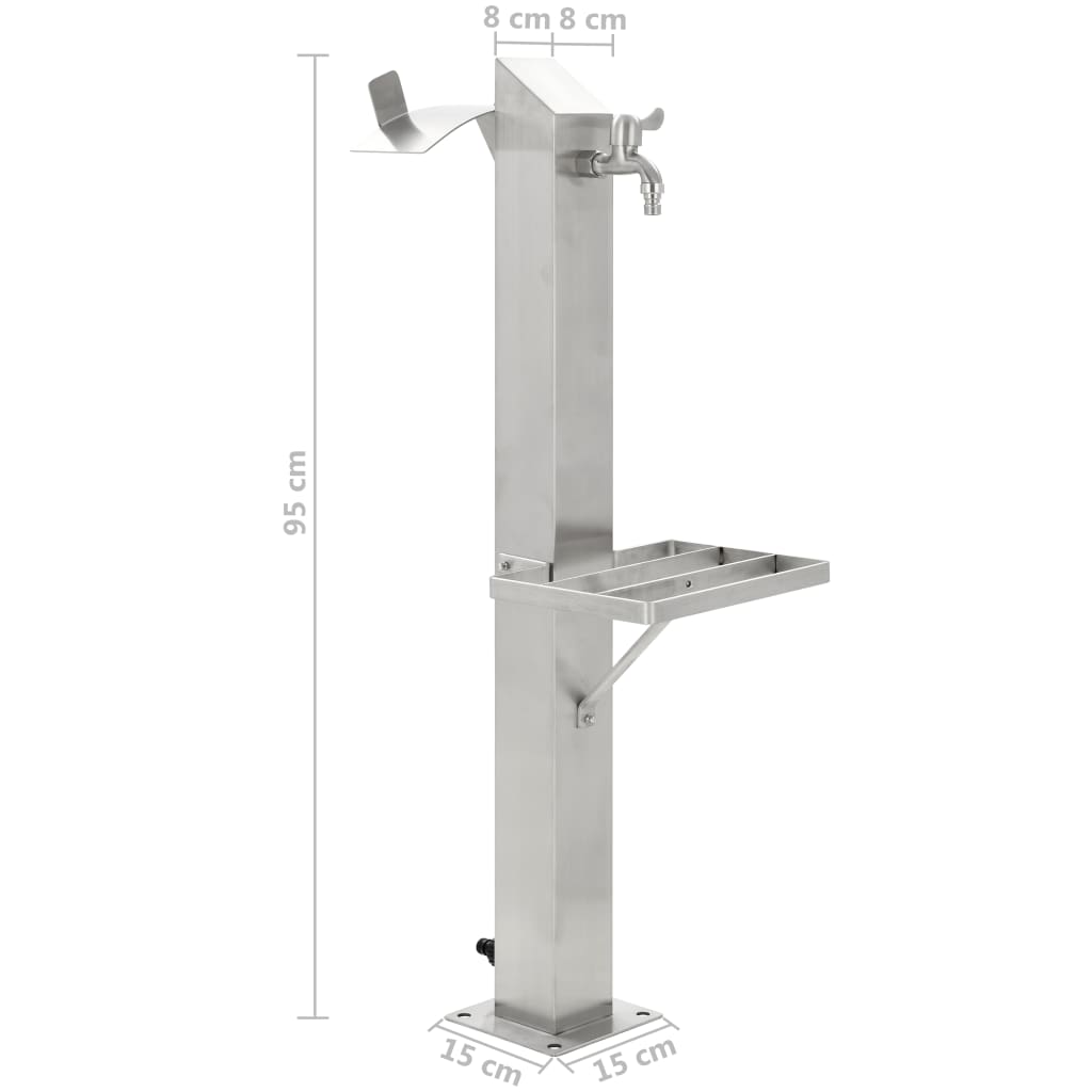 vidaXL Water Column | Silver | Stainless steel 304 | 95 cm tall | Durable
