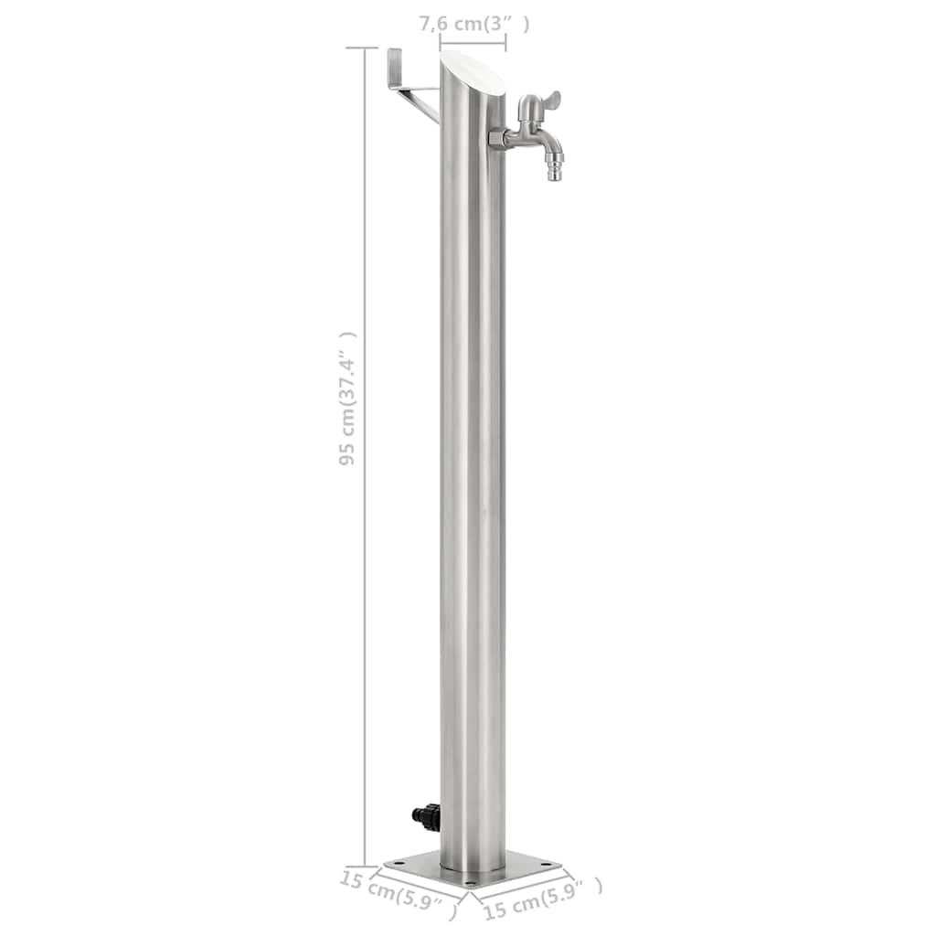 45456 vidaXL Garden Water Column Stainless Steel Round 95 cm
