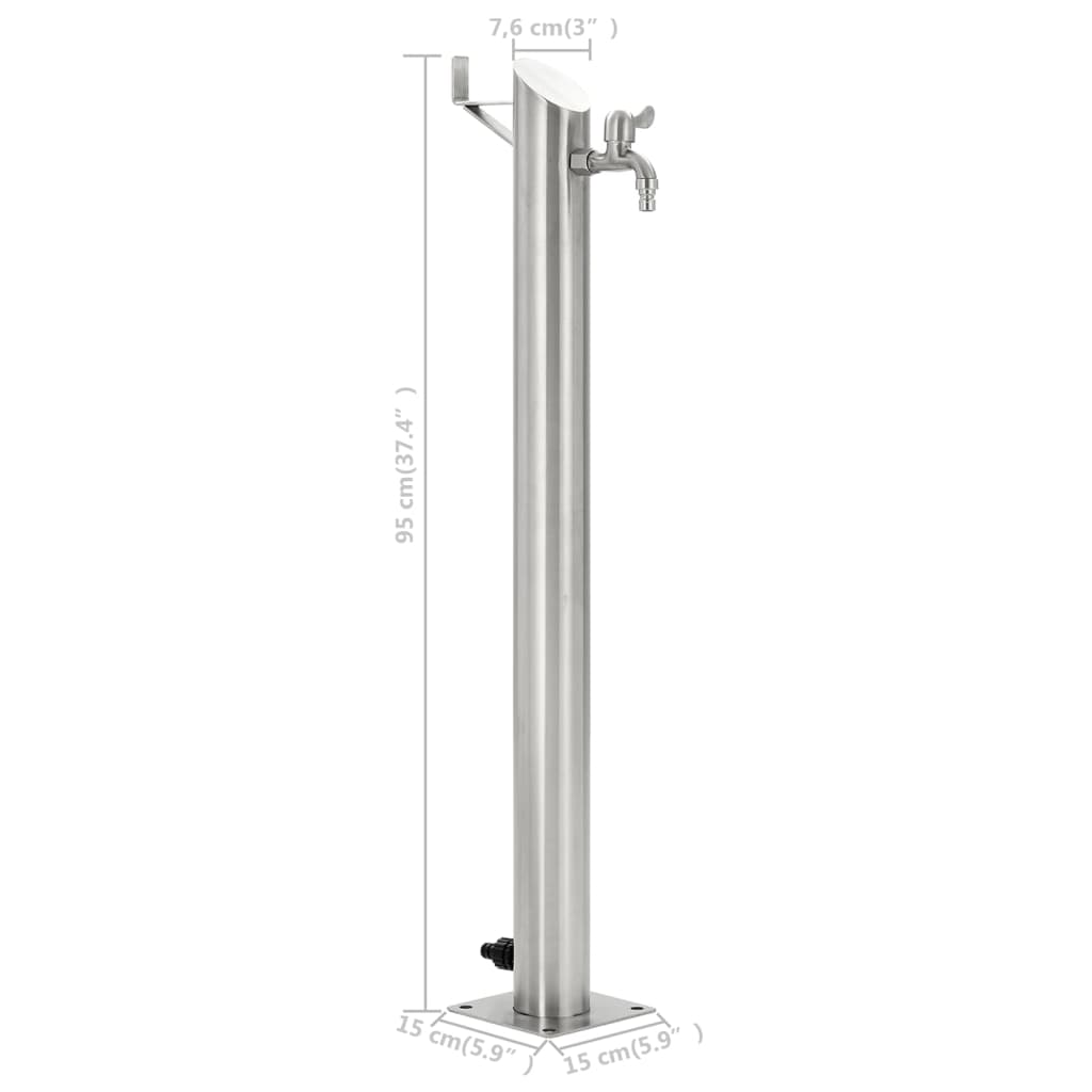 vidaXL Garden Water Column Stainless Steel Round 95 cm