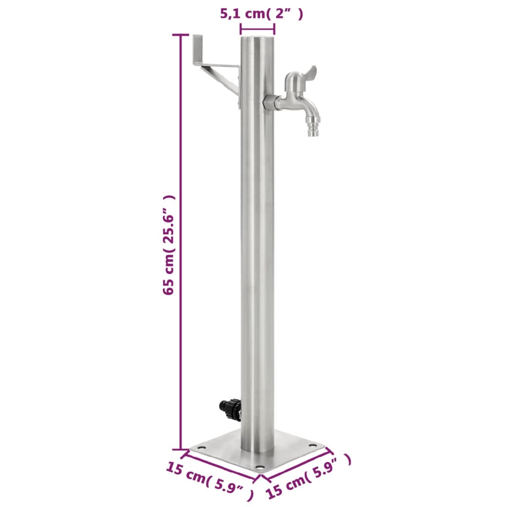 vidaXL Garden Water Column Stainless Steel Round 65 cm