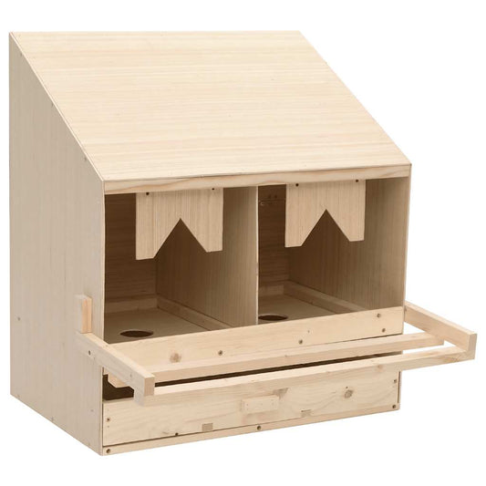 vidaXL Chicken Laying Nest 2 Compartments 63x40x65 cm Solid Pine Wood