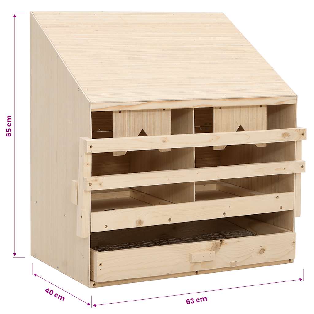 vidaXL Chicken Laying Nest 2 Compartments 63x40x65 cm Solid Pine Wood