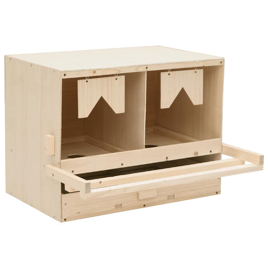 vidaXL Chicken Laying Nest 2 Compartments 63x40x45 cm Solid Pine Wood
