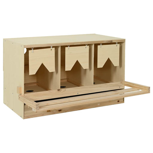 vidaXL Chicken Laying Nest 3 Compartments 96x40x45 cm Solid Pine Wood