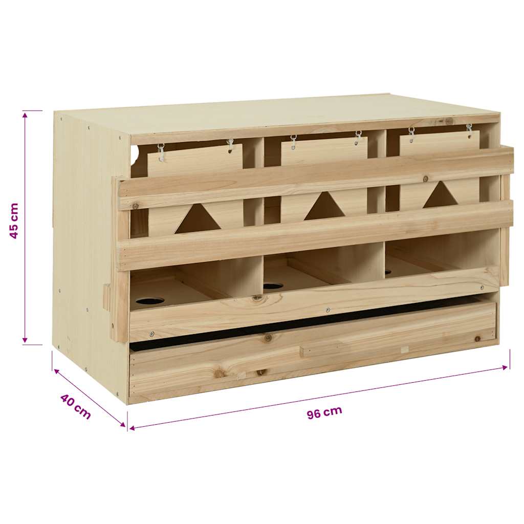 vidaXL Chicken Laying Nest 3 Compartments 96x40x45 cm Solid Pine Wood