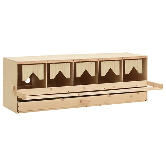 170660 vidaXL Chicken Laying Nest 5 Compartments 117x33x38 cm Solid Pine Wood