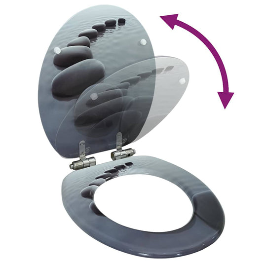 143928 vidaXL WC Toilet Seat with Soft Close Lid MDF Stones Design