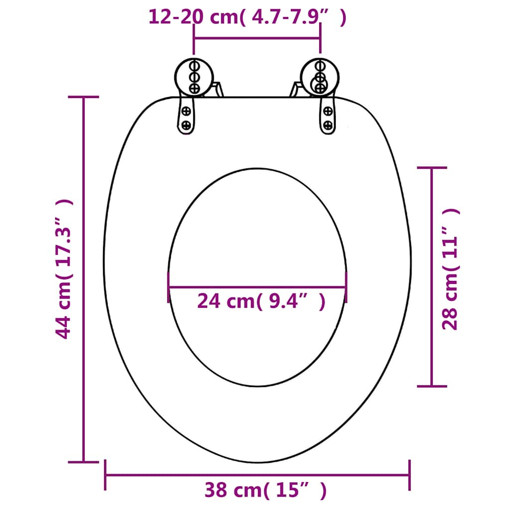 143928 vidaXL WC Toilet Seat with Soft Close Lid MDF Stones Design