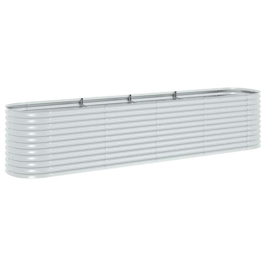 45511 vidaXL Garden Raised Bed 400x80x81 cm Galvanised Steel Silver