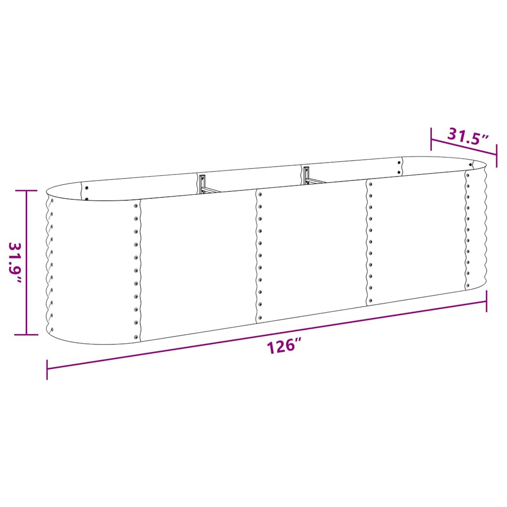 45512 vidaXL Garden Raised Bed 320x80x81 cm Galvanised Steel Silver