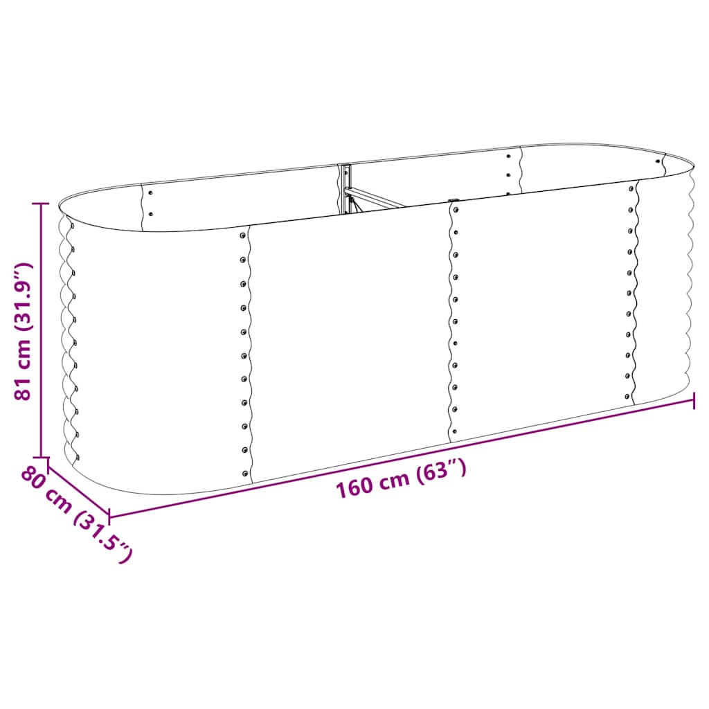 vidaXL Garden Raised Bed 240x80x81 cm Galvanised Steel Silver