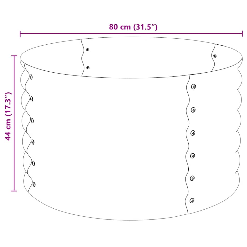vidaXL Garden Raised Bed 80x80x44 cm Galvanised Steel Silver