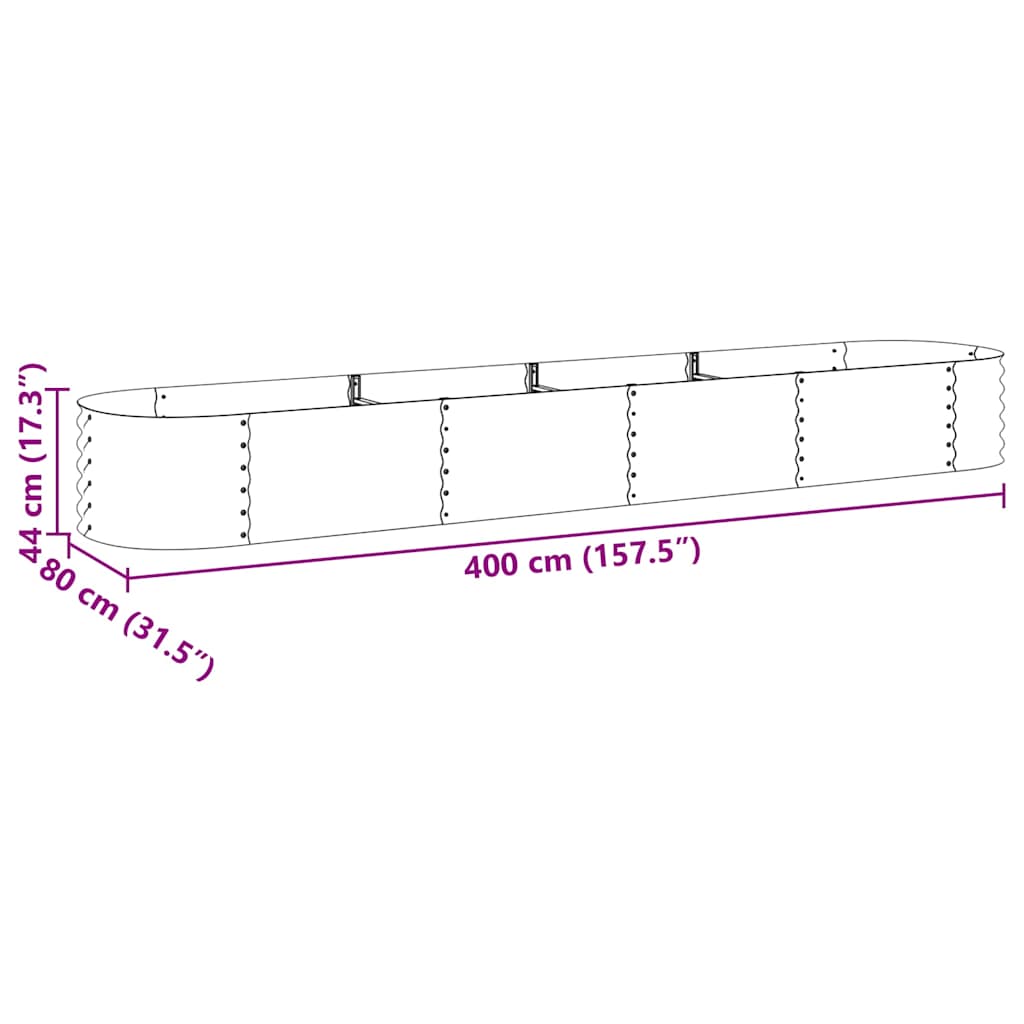 45526 vidaXL Garden Raised Bed 400x80x44 cm Galvanised Steel Grey