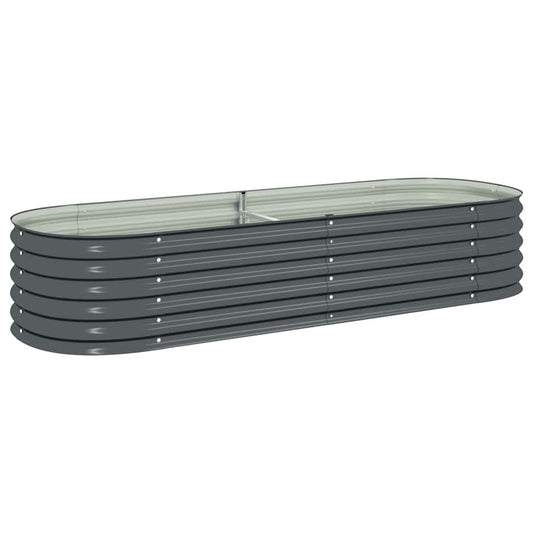 vidaXL Garden Raised Bed 240x80x44 cm Galvanised Steel Grey