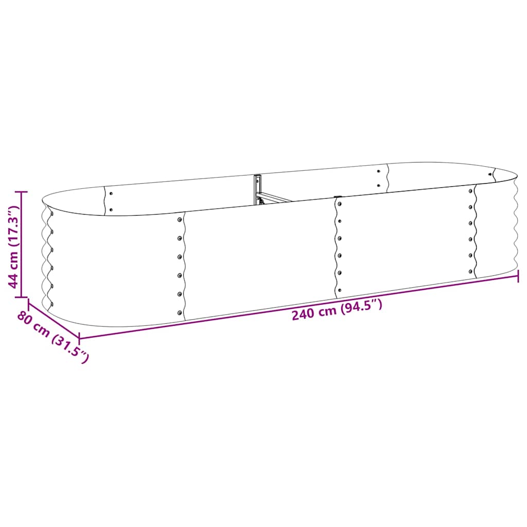 45528 vidaXL Garden Raised Bed 240x80x44 cm Galvanised Steel Grey