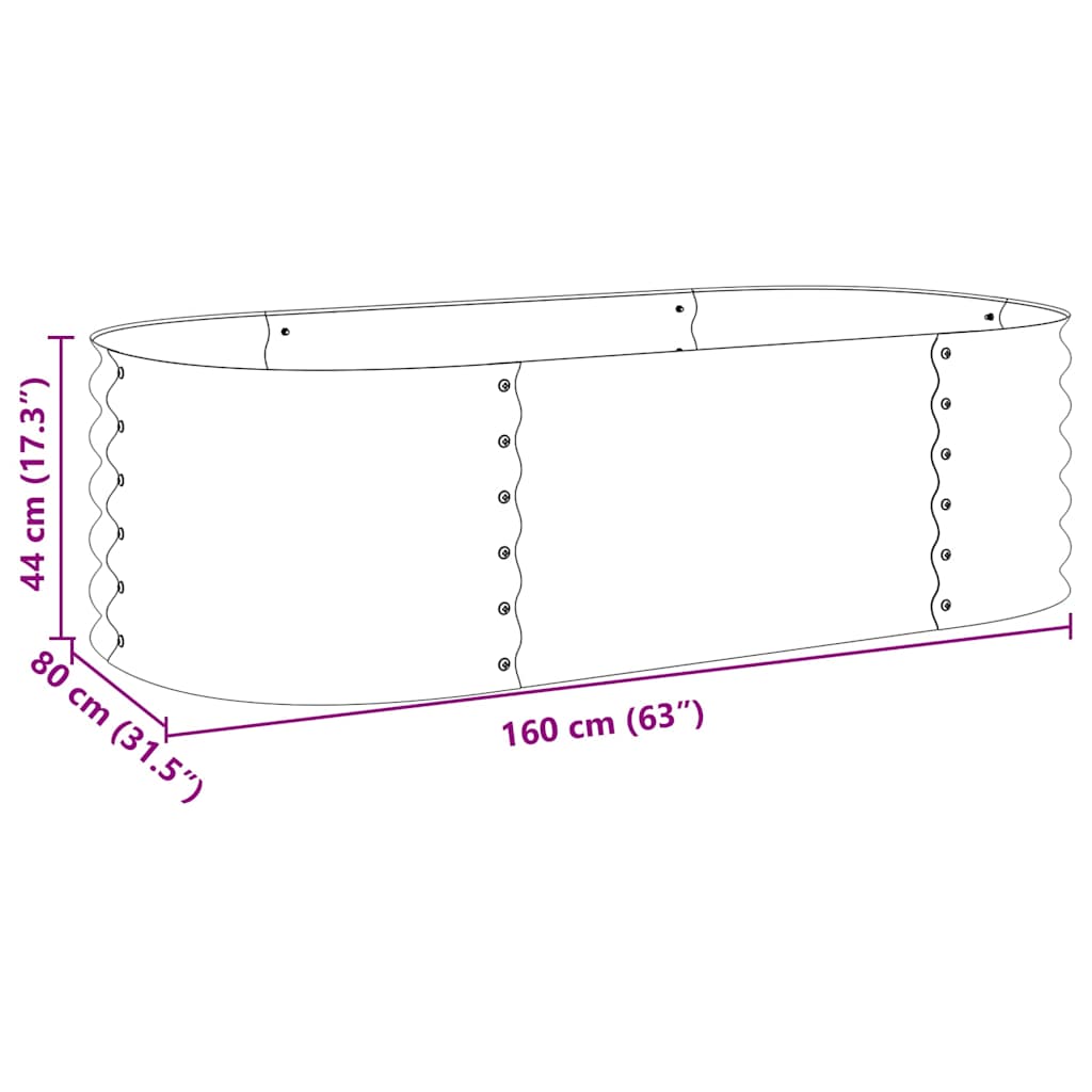 45529 vidaXL Garden Raised Bed 160x80x44 cm Galvanised Steel Grey