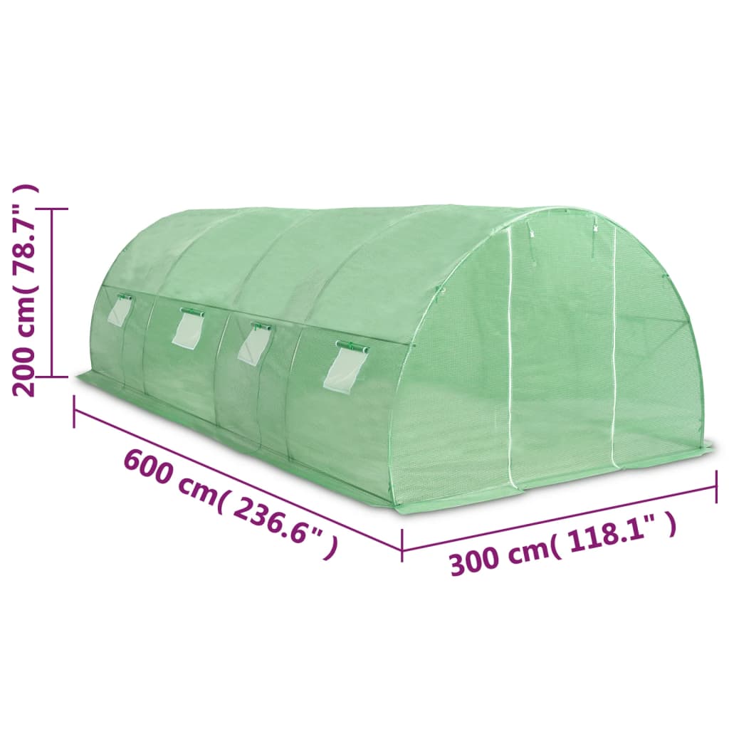 vidaXL Greenhouse | Green | PE (polyethylene) mesh fabric, Galvanised steel