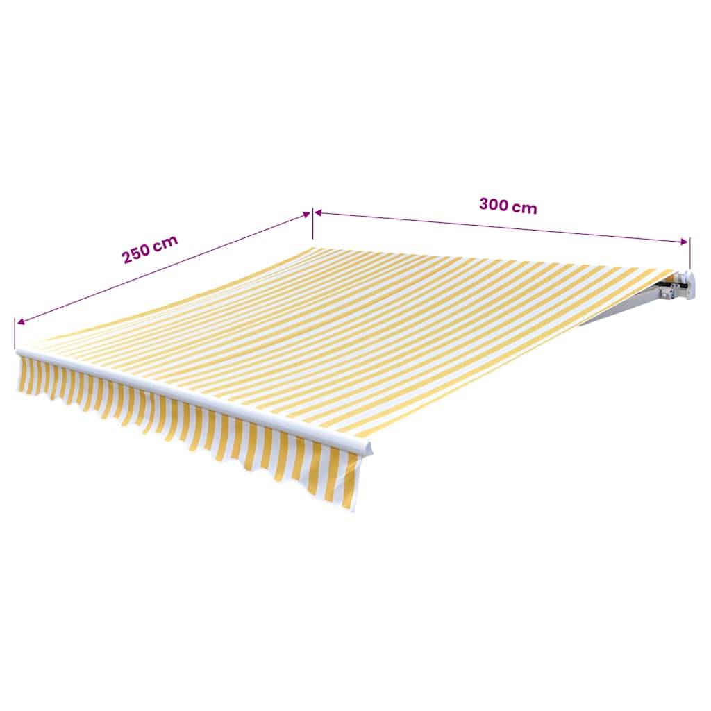 vidaXL Folding Awning Manual Operated 300 cm Yellow/White