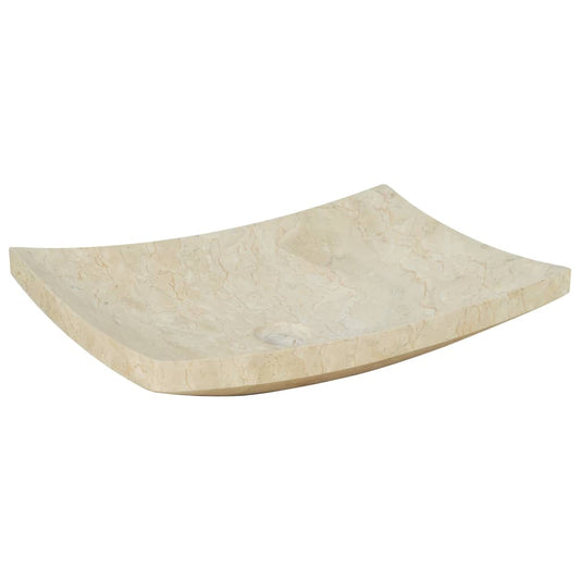 142765 vidaXL Sink 50x35x12 cm Marble Cream