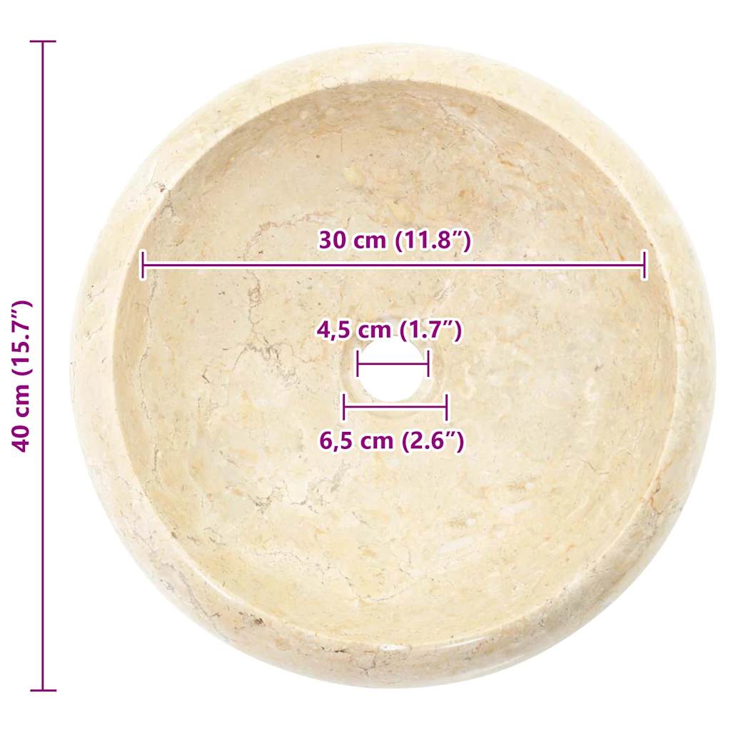 vidaXL Sink 40x12 cm Marble Cream