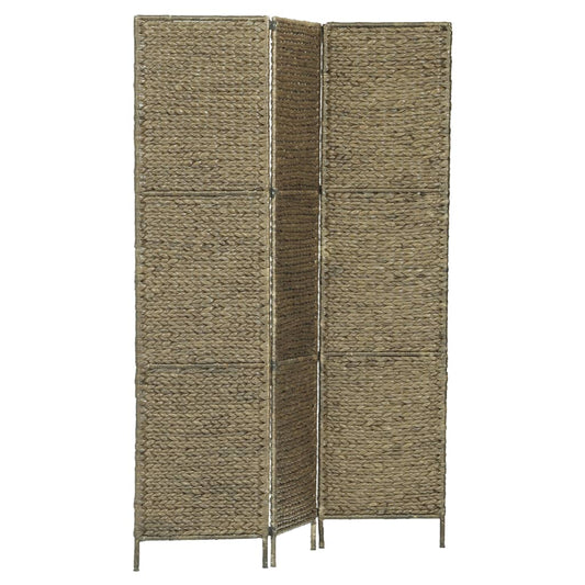 247346 vidaXL 3-Panel Room Divider Brown 116x160 cm Water Hyacinth