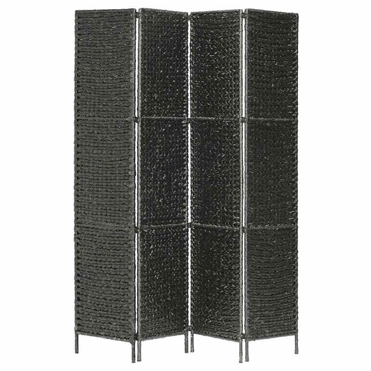 247349 vidaXL 4-Panel Room Divider Black 154x160 cm Water Hyacinth