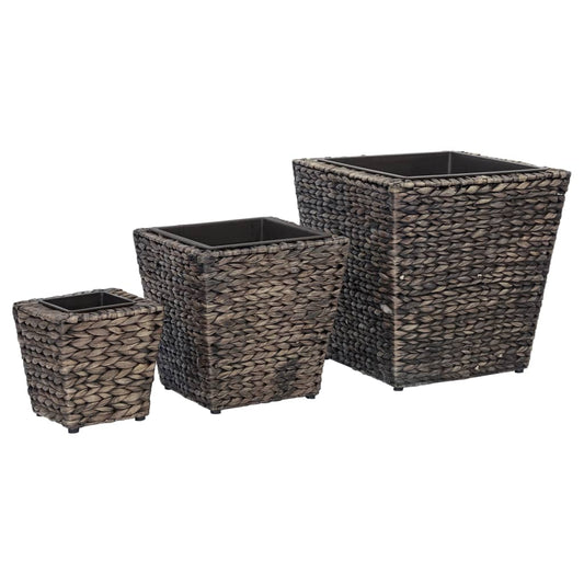 45572 vidaXL Raised Beds 3 pcs Water Hyacinth Brown
