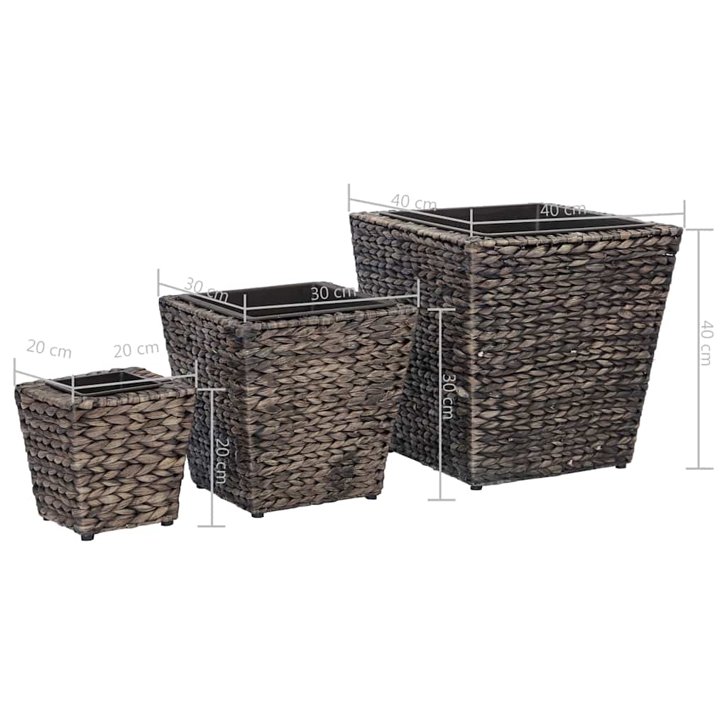 45572 vidaXL Raised Beds 3 pcs Water Hyacinth Brown