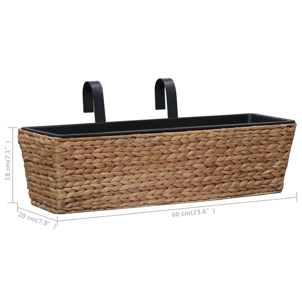 vidaXL Planter | Set of 2 | Brown, Black | Water hyacinth, Steel, Plastic