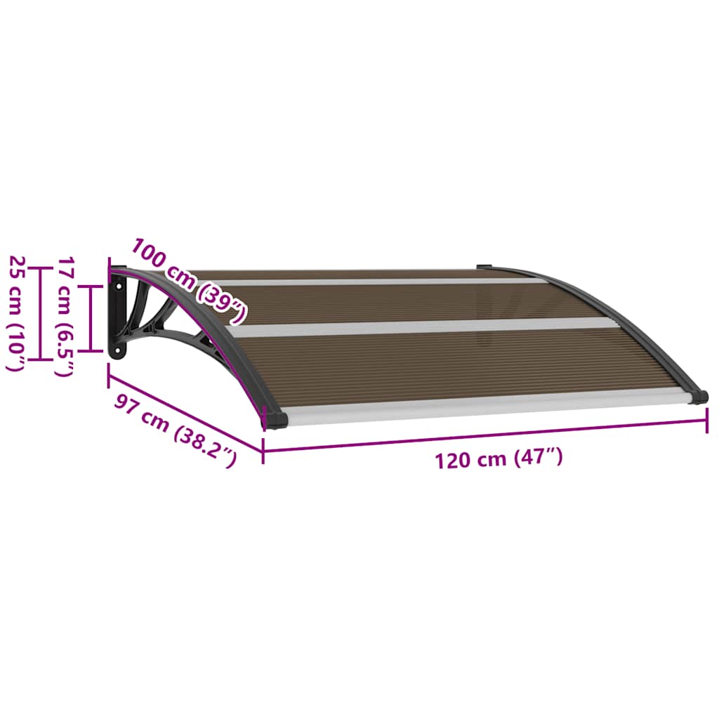 vidaXL Door Canopy Black 120x100 cm PC