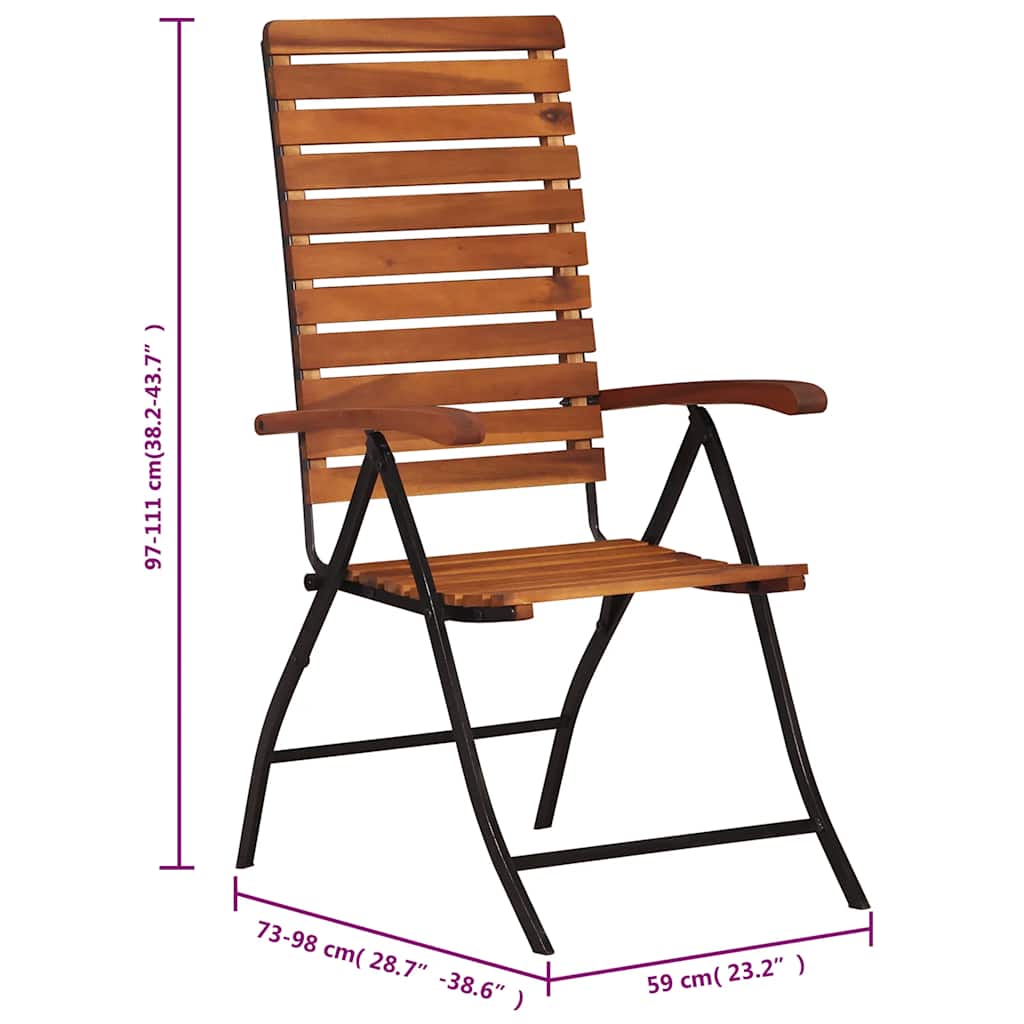 vidaXL 2 pcs Reclining Folding Chairs Solid Acacia Wood
