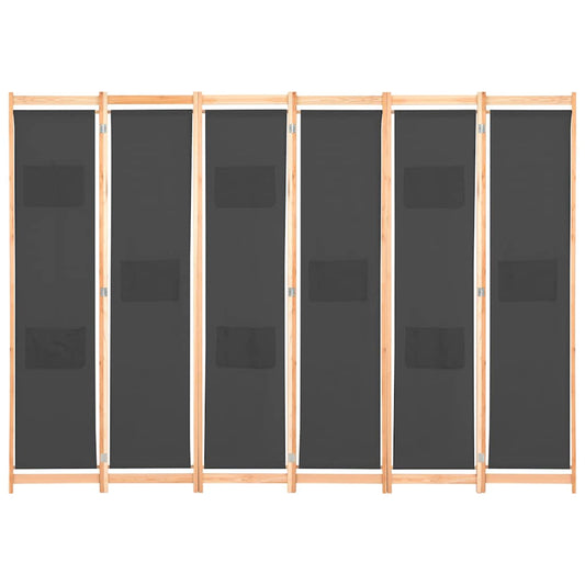 248178 vidaXL 6-Panel Room Divider Grey 240x170x4 cm Fabric
