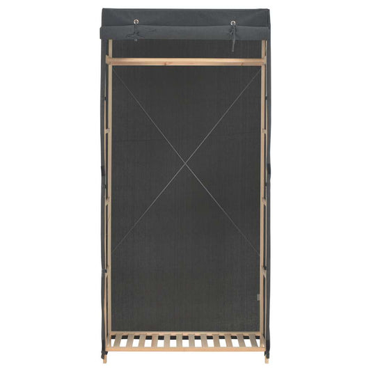 vidaXL Wardrobe | Grey | 60% Cotton, 40% Polyester Fabric, Solid Fir Wood