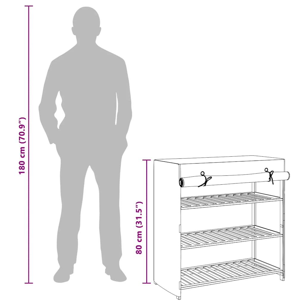 vidaXL Shoe Cabinet with Cover White 79x40x80 cm Fabric