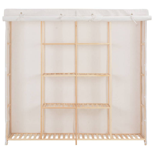 vidaXL Wardrobe | White | Cotton and Polyester fabric, Solid fir wood