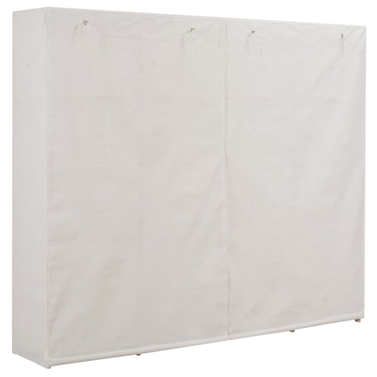 vidaXL Wardrobe | White | Cotton and Polyester fabric, Solid fir wood frame