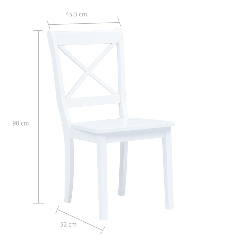 vidaXL Dining Chairs 2 pcs White Solid Rubber Wood